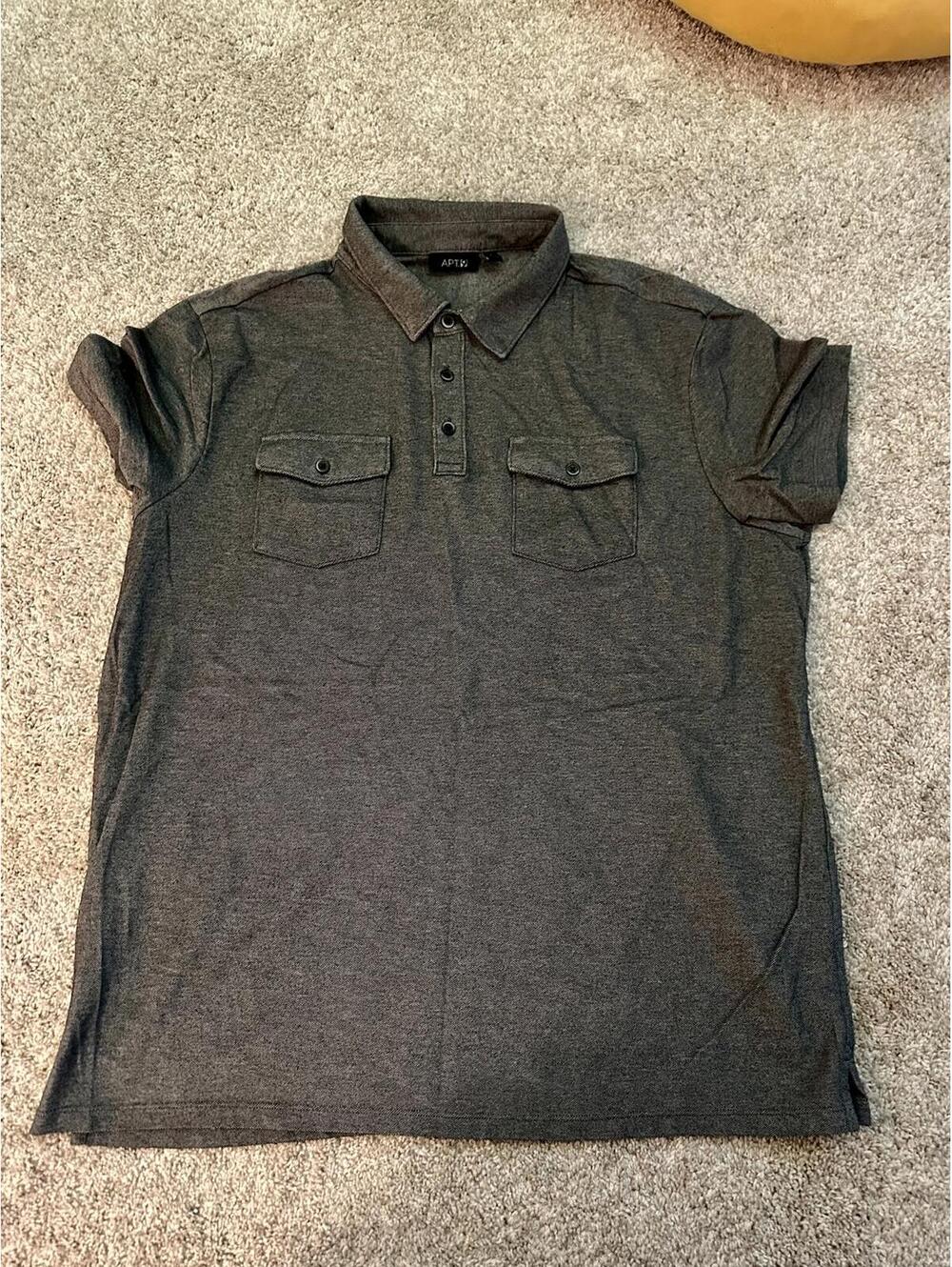 APT 9 Men’s Polo Shirt XL Short Sleeve Collared Casual Charcoal Gray